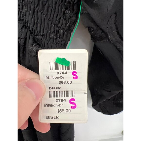 Millibon Lace Mini Dress Size Small 3/4 Sleeve V Neck Black Boho Fairygoth NEW - Picture 3 of 7